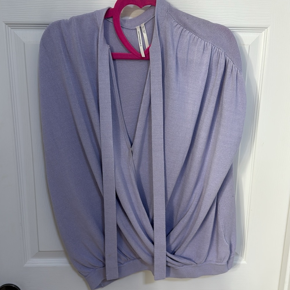 Anthropologie Rambuteau Surplice Lavender Purple Wrap Sweater Top Size large - Picture 2 of 4